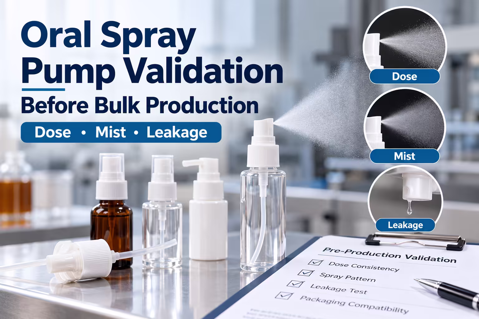 Oral Spray Pump Validation Before Bulk Production: Dose, Mist & Leakage